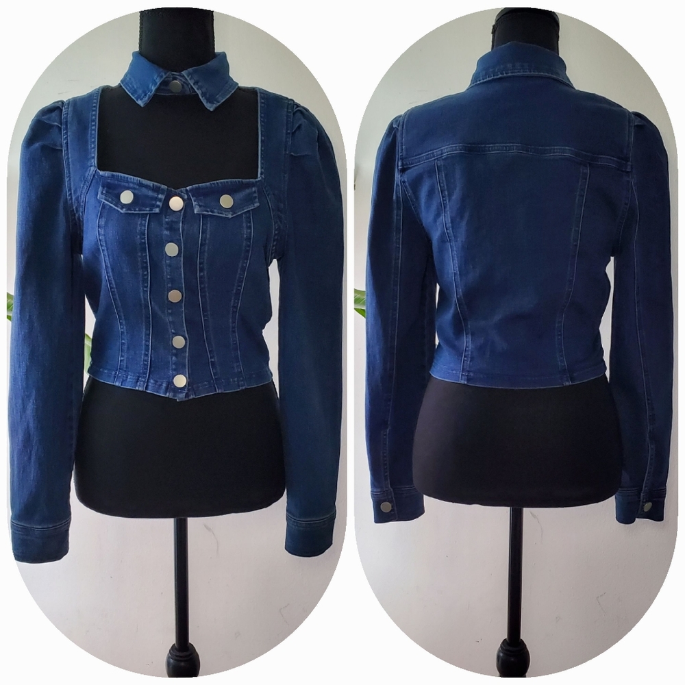 Swank A Posh Cut it Out Denim Jacket Dark Wash Size M Women